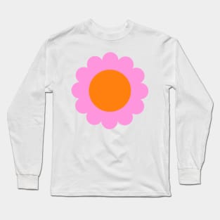 Retro Pink and Orange Mod Pop Flower Long Sleeve T-Shirt